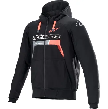 Moto bunda Bunda CHROME IGNITION HOODIE, ALPINESTARS (černá/červená fluo/šedá/bílá) 2026 (Velikost: S)