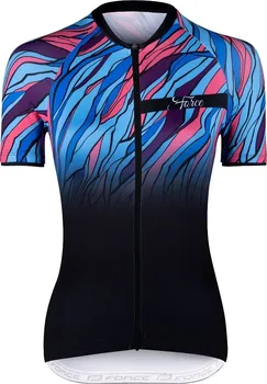 cyklistický dres Force F Life Lady s krátkým rukávem černý/modrý/růžový XXL