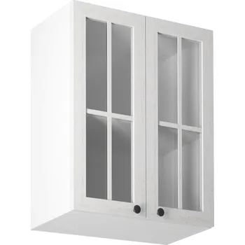 Kuchyňská skříňka Tempo Kondela Horní dvoudveřová skříňka se sklem G60, bílá / sosna andersen, PROVANCE