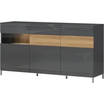 Komoda Komoda s prosklením Orfea - šedá/ořech pacific