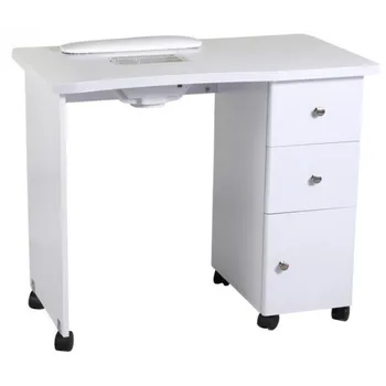 Kosmetický stolek na manikúru Wood a odsávačka prachu bílá