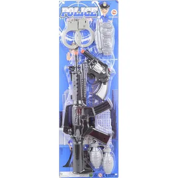 Dětská zbraň Samopal policejní sada s revolverem a doplňky plast na kartě