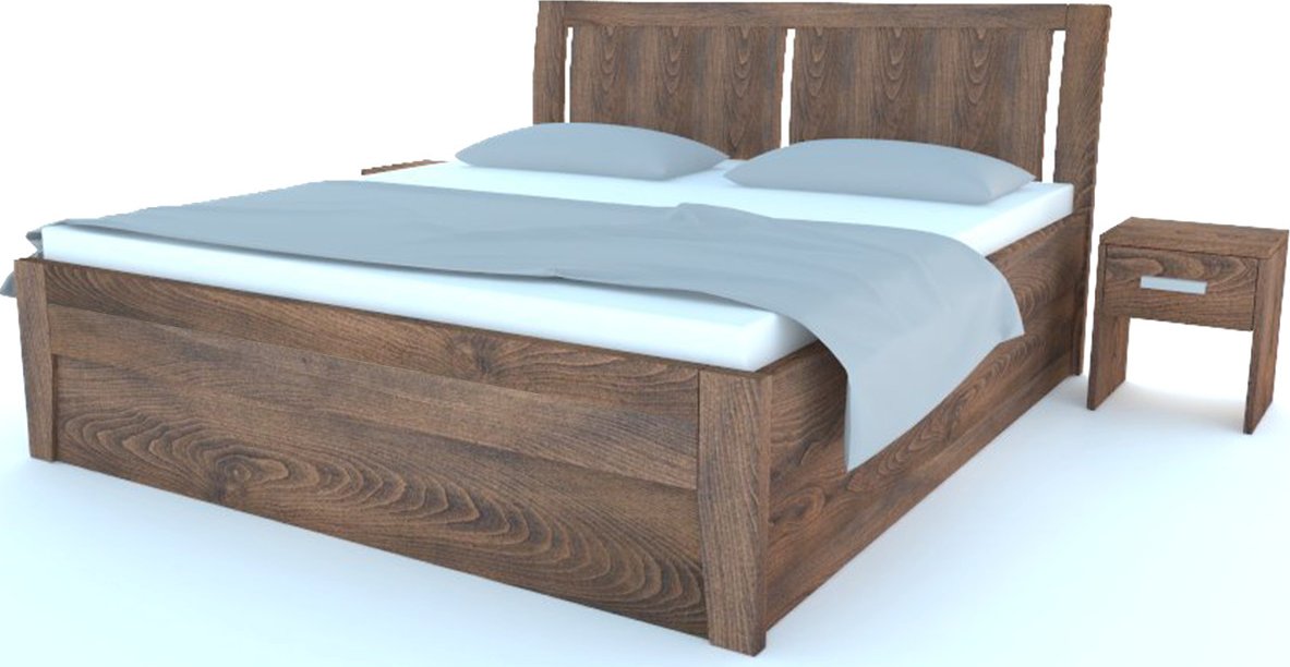 Dřevěná postel z masivu Postelia GITA Buk postel s úložným prostorem 180x200cm - bukové dvoulůžko o šíři masivu 4 cm