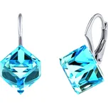 Stříbrné náušnice modré kostky Swarovski® Crystals