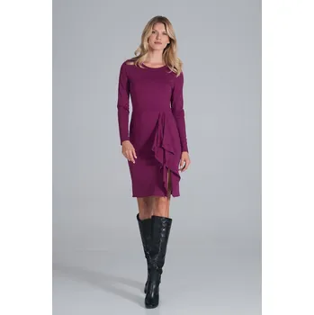 Dámské šaty Fuchsiové mini šaty s ozdobným volánkem M839 Fuchsia Pink Velikost: XL