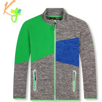 Chlapecká mikina Chlapecká flísová mikina - KUGO FM8786, šedá / zelená Barva: Šedá, Velikost: 164