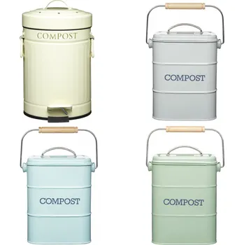 Dóza na potraviny Kitchen Craft, Anglie 4 kompostéry na domácí biodpad Kitchen Craft - /krémový, šedý, modrý, zelený/ - 4*3 litry