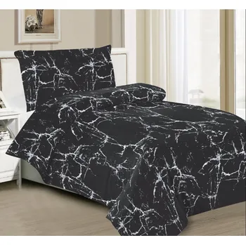 Povlečení Andrejka HA22003 bavlněné povlečení černé 140 x 200, 70 x 90 cm zipový uzávěr