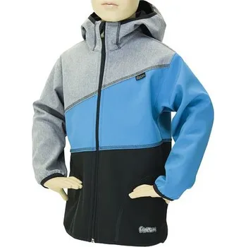 Chlapecká bunda Fantom Softshellová bunda s FLEECEM - šedý melír-tyrkysová-černá KONFEKČNÍ VELIKOST: 80