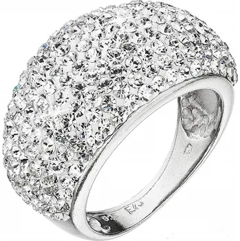 Prsten Stříbrný prsten velký s krystaly Preciosa bílý 35028.1 crystal Velikost prstenu: 62