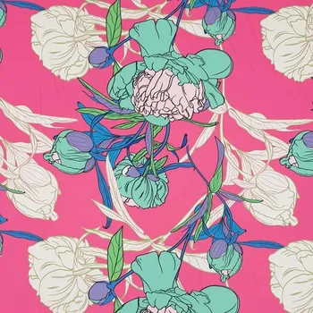 Šatovka N5847 růžová, velké barevné květy, š.145