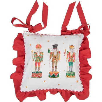 Vánoce Bavlněný podsedák s volánky a louskáčky Happy Little Christmas - 40*40 cm