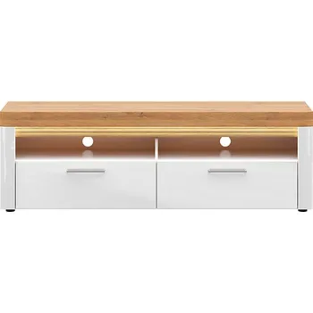 Televizní stolek Brwcz HORTON RTV2S bílý lesk/dub zlatý grandson