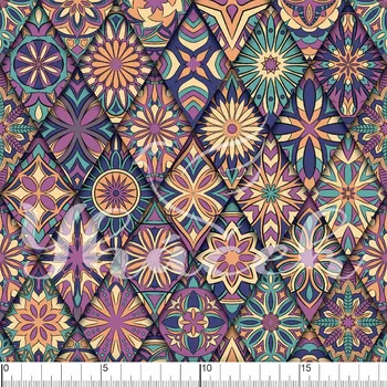 Zakázkový tisk, softshell, kočárkovina... Květiny v kosočtvercích Látky k tisku: Kočárkovina