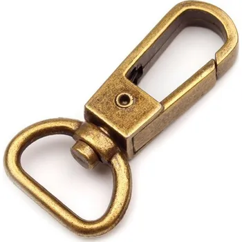 Kovová karabina otočná, průvlek 15 mm, barva 2 staromosaz