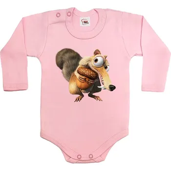 Kojenecký body Dětské body Veverka Scrat, Barva Světlá růžová, Velikost 62 / 3-6m, Canvas Dětské body Bezvatriko.cz 1326