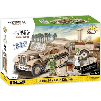 Stavebnice COBI COBI World War II 2272 Sd.Kfz. 10 a polní kuchyně