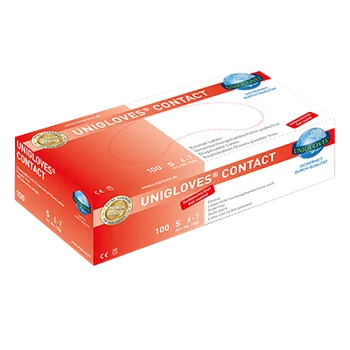 Vyšetřovací rukavice UNIGLOVES Latexové rukavice Contact bez pudru, 100 ks Velikost: L