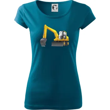 Dámské oblečení Bagr bez nápisu ze předu - Dámské triko Pure - S ( Petrolejová )