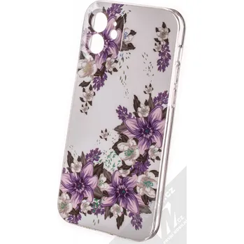 Pouzdro na mobilní telefon 1Mcz Trendy Fialové lilie za světla Skinny TPU ochranný kryt pro Apple iPhone 12 bílá fialová (white purple)