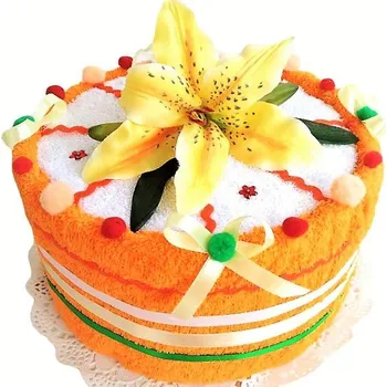 Sada ručníků a osušek Veratex Jednopatrový textilní dort sada ručníku a osušky 30 x 50 cm, 70 x 140 cm oranžová lilie