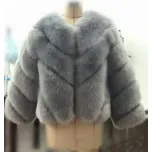 Dámský umělý kožich zimní chlupatá bunda prošívaná Barva: Šedá, Velikost: S