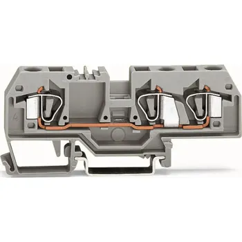 Rozvaděč WAGO Svorka 282-681 3vodičová, průchozí, na DIN lištu 35 × 15 a 35 × 7,5, CAGE CLAMP®, 6 mm², šedá 282-681