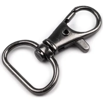 Kovová karabina otočná, průvlek 18 mm, barva 3 nikl černý