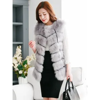 Prošívaná chlupatá vesta kožich dámský Barva: Šedá, Velikost: 5XL