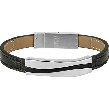 Náramek Ocelový kožený náramek 22 cm TJW047b