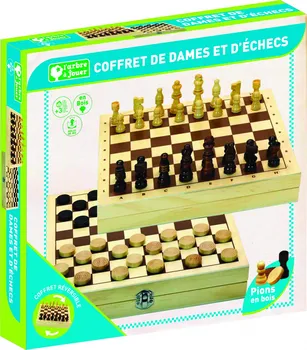 Šachy Jeujura 66440 dřevěné šachy a dáma v boxu