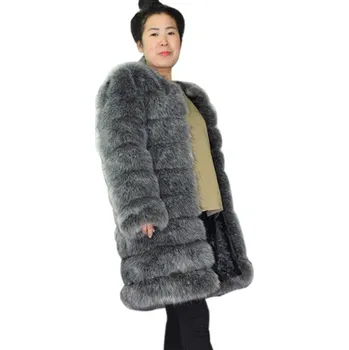 Dámská bunda Zimní chlupatá bunda pro dámy kožich s dlouhým rukávem Barva: Stříbrná, Velikost: S