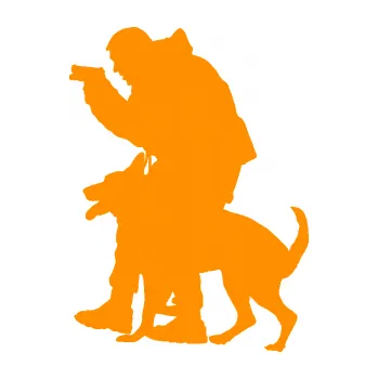 Samolepící dekorace SAMOLEPKA Psovod 004 levá (06 - oranžová) NA AUTO, NÁLEPKA, FÓLIE, POLEP, TUNING, VLASTNÍ TEXT, TISK, AUTOSAMOLEPKY.cz, POLEPY, OBRÁZEK, LOGO, SAMOLEPKY