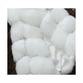 Dámská vesta Chlupatá prošívaná vesta kožich bez rukávů Barva: Bílá, Velikost: XL