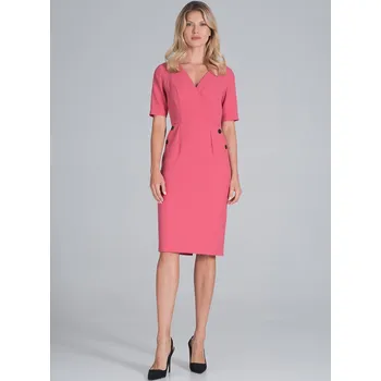 Dámské šaty Korálové pouzdrové midi šaty s knoflíky M851 Coral Velikost: XL