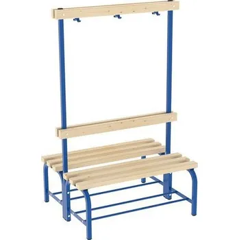 Zahradní lavice Šatní lavice s věšákovou stěnou, 100 cm, oboustranná, modrá, smrkové latě