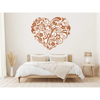 Samolepící dekorace Srdce z květů samolepka na zeď 100 x 84 cm