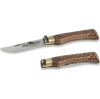 kapesní nůž OLD BEAR® NEREZOVÁ OCEL, RYTÁ RUKOJEŤ Z OŘECHOVÉHO DŘEVA M 9307/19_LNI