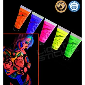 Karnevalový doplněk Moon Creations Barva na tělo a obličej 12ml,UV, bodypainting - Žlutá