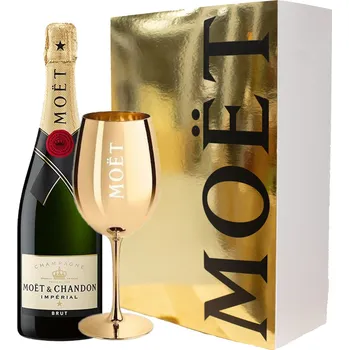 Moët & Chandon Imperial Brut 0,75 l dárkový set se zlatou skleničkou Moët & Chandon Imperial Brut 0,75 l dárkový set se zlatou skleničkou