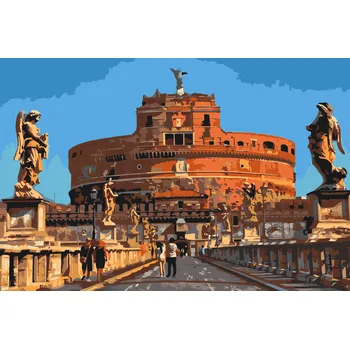 Malování podle čísel - Andělský hrad v Římě Velikost: 40x60cm, Rámování: Pouze srolované plátno