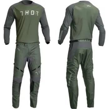 Moto dres Motokrosový - enduro komplet THOR TERRAIN army zelená/šedá
