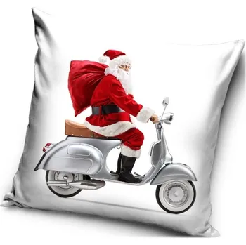 Dekorativní polštářek Carbotex • Vánoční polštář Santa, či česky Ježíšek na Vespě - 40 x 40 cm