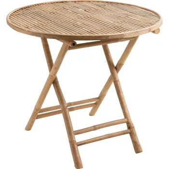 Zahradní stůl Přírodní bambusový kulatý skládací stůl Bamboo Pliable - Ø 90*76cm