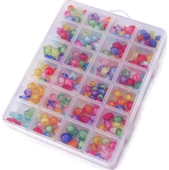 Dětské navlékací korálky Sada plastových korálků v boxu, barva mix