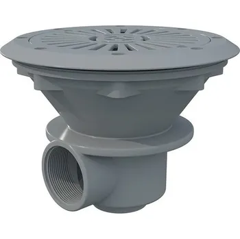 Dnová výpusť Ø 210 mm s mřížkou z ABS plastu, barva světle šedá (RAL7004), pro fóliové a prefabrikované bazény