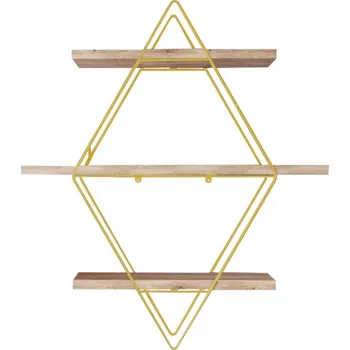 police Nástěnná police Prizma zlatá/hnědá