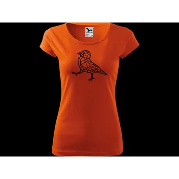 Roni Syvin Ručně malované dámské tričko s kavkou - JackDaw Velikost trička: XS, Barevná varianta: Oranžové tričko + černý motiv