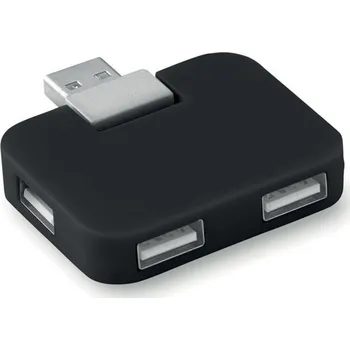 Samolepící bloček Čtyřportový USB hub Square, černá
