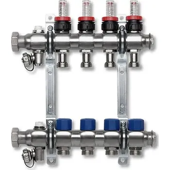 rozdělovač topení Sanha 4 okr. G1" 1VT04DM nerezový rozdělovač pro podlahové topení